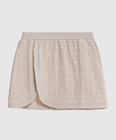 Beige logo pattern mini skirt
