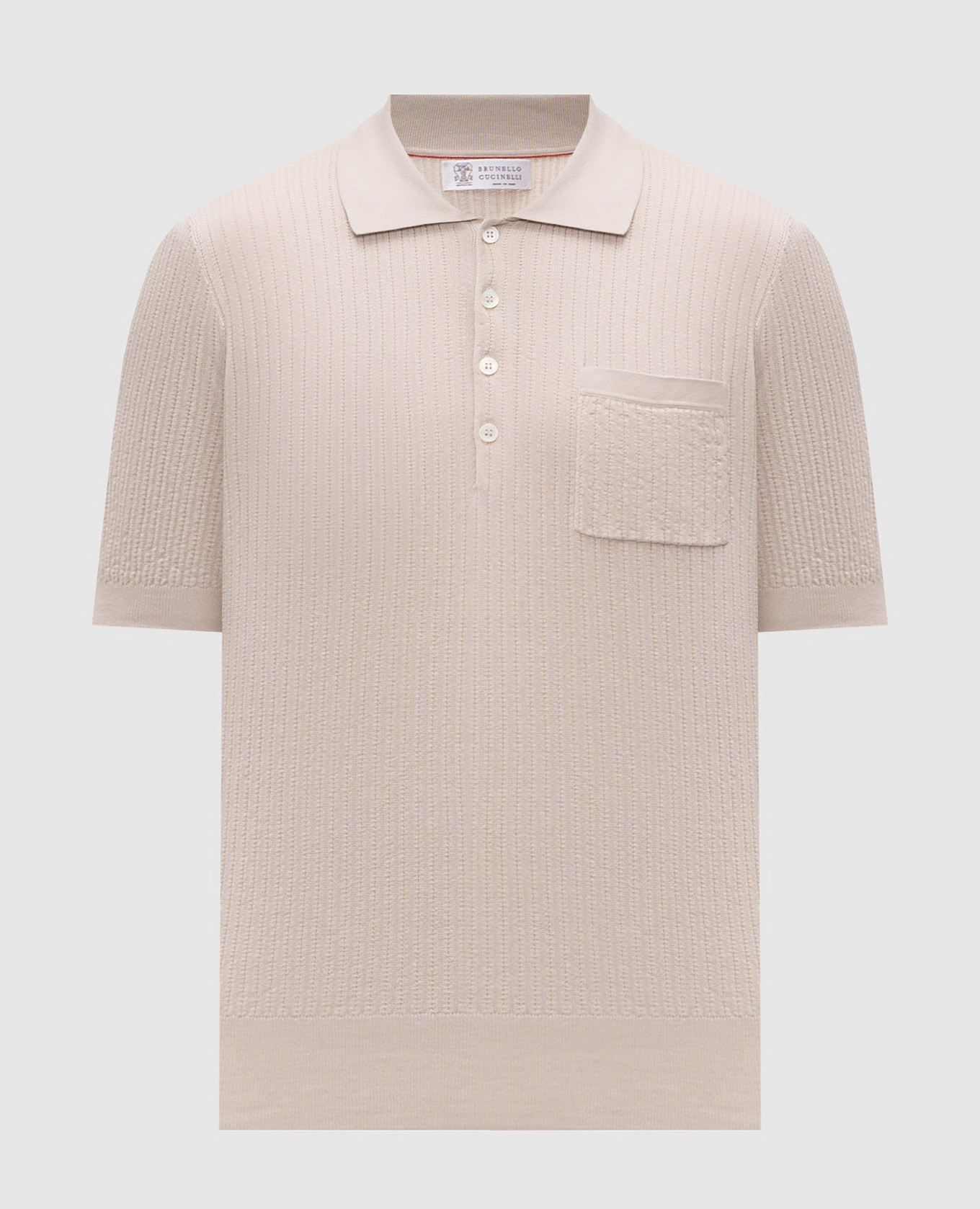 Beige polo shirt with woven pattern