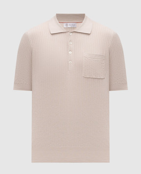 Brunello Cucinelli Beige polo shirt with woven pattern M29806205