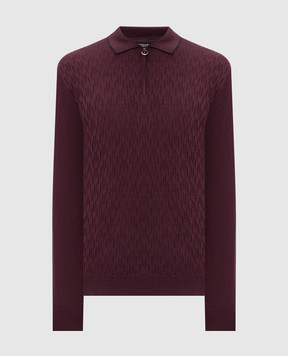 Stefano Ricci Burgundy wool, silk and cashmere polo shirt KE08020P30E26370