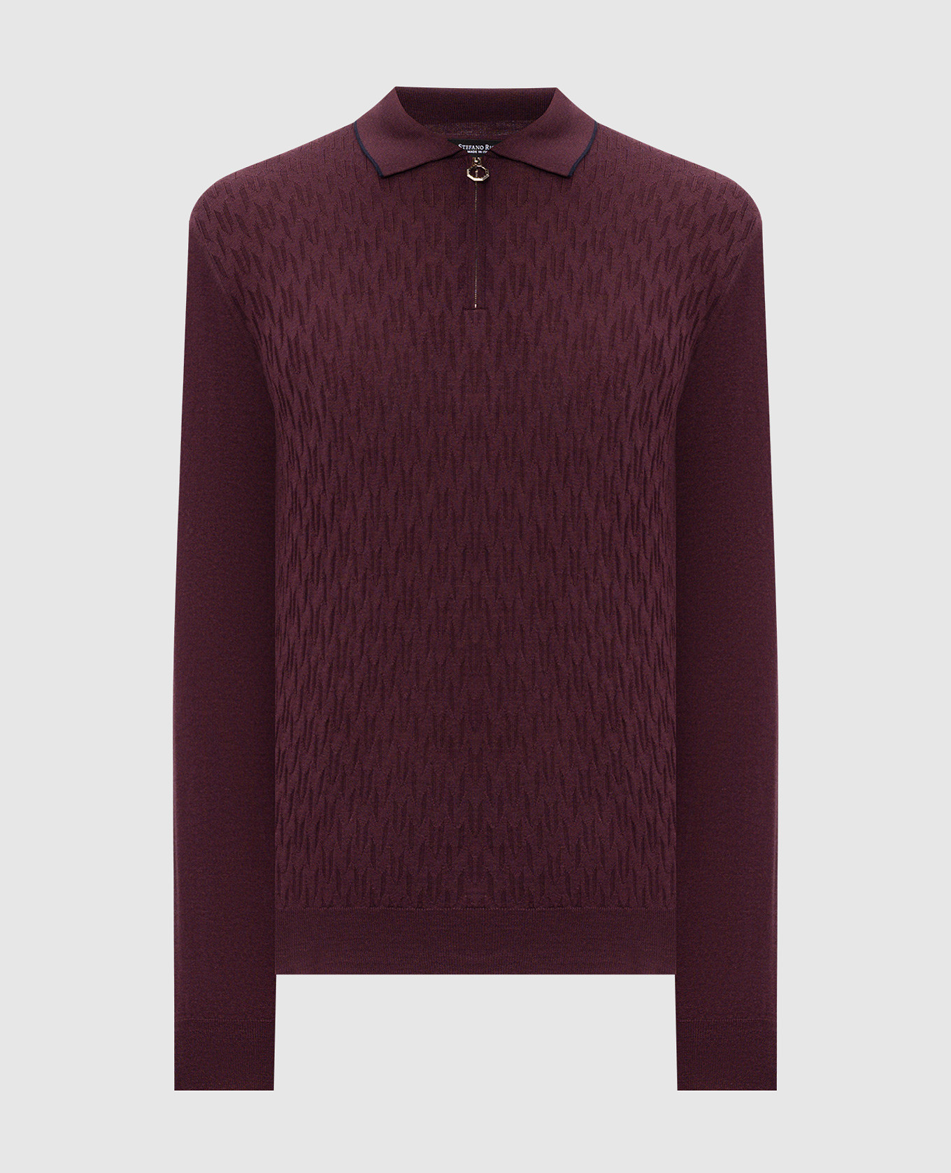 Burgundy wool, silk and cashmere polo shirt