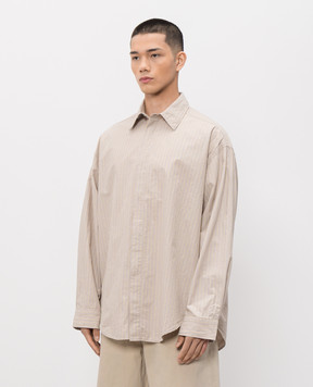 AGOLDE Roy beige striped linen shirt A40751925