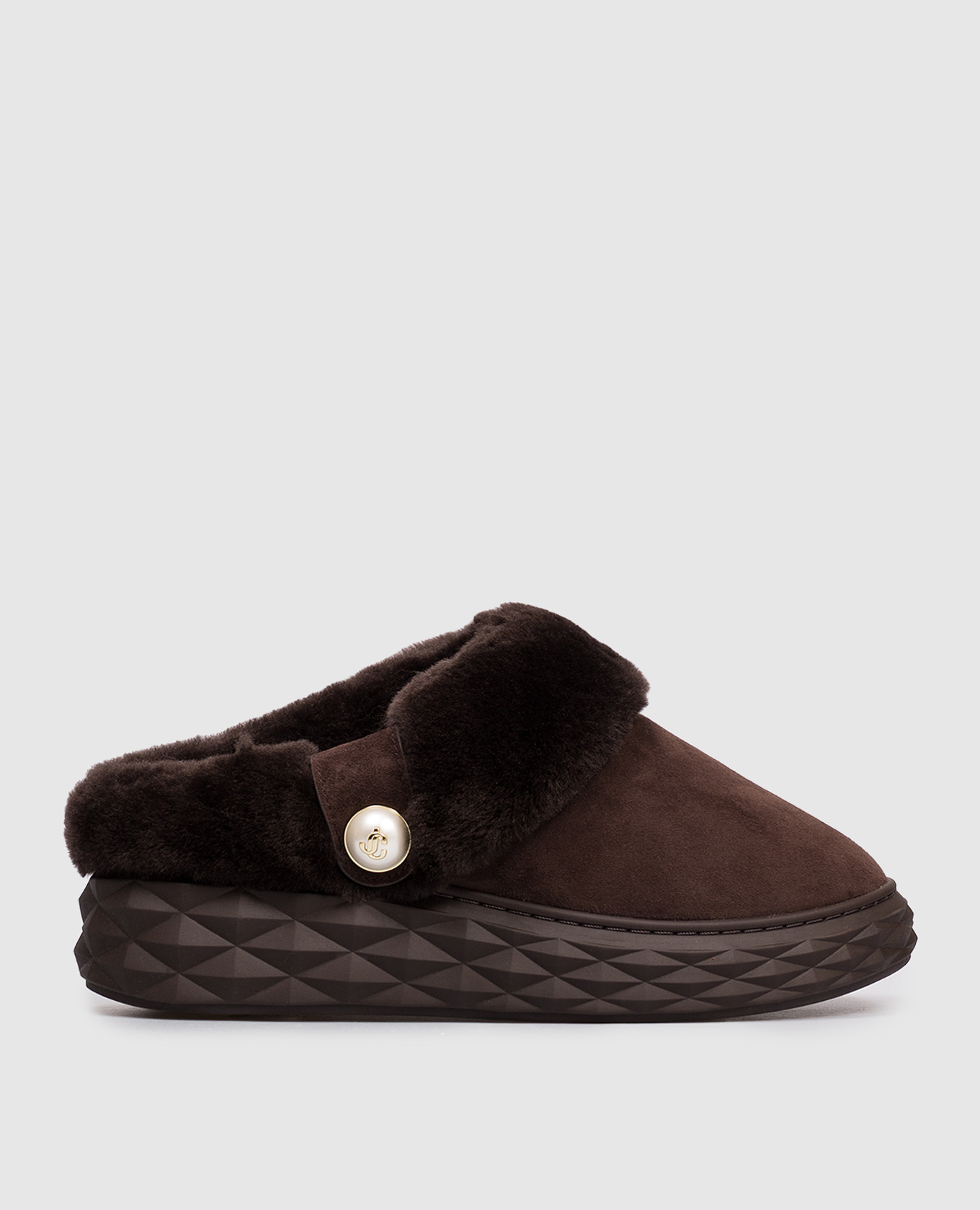 

Brown suede Diamond Maxi mules with fur Jimmy Choo