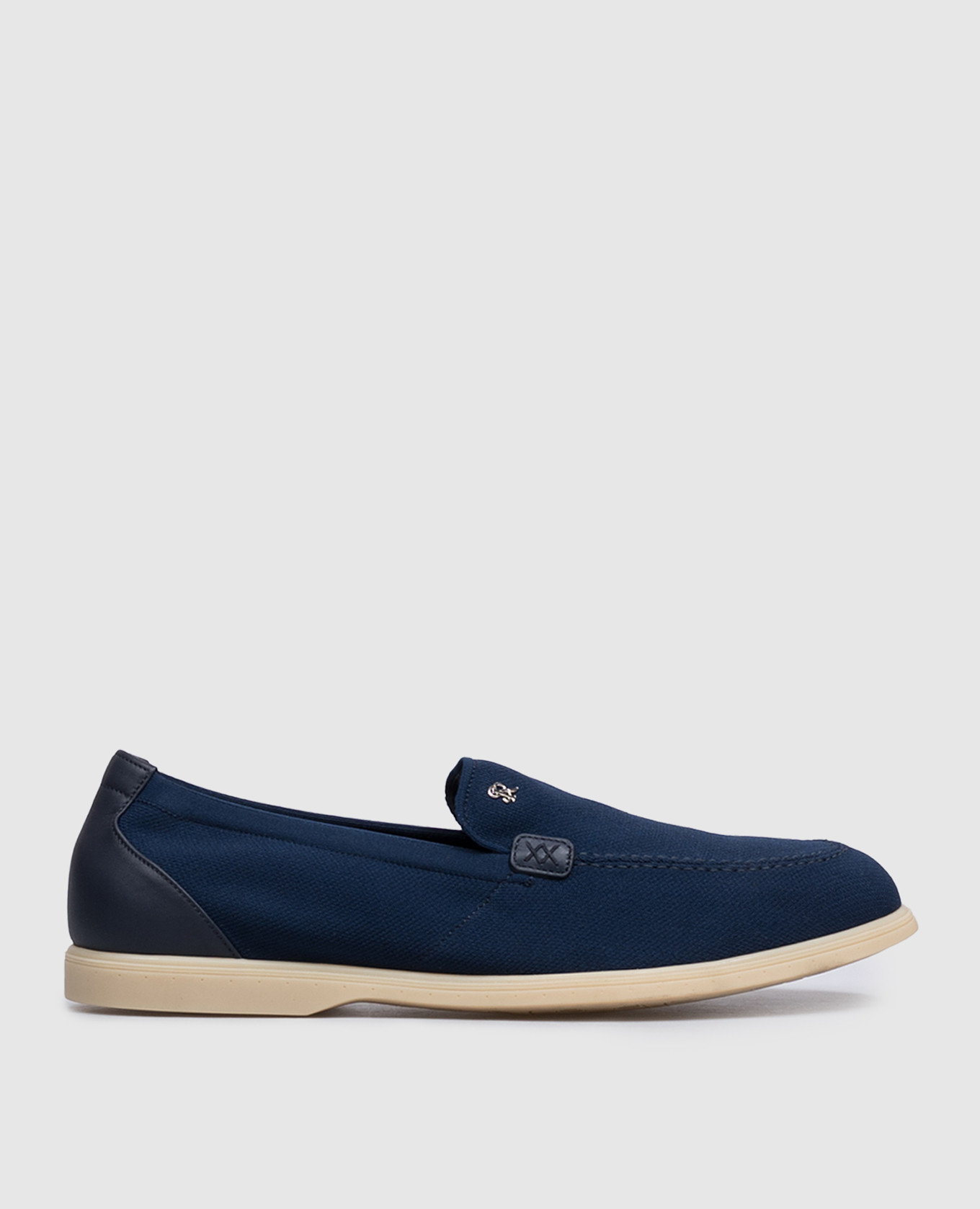 Blue loafers with monogram logo