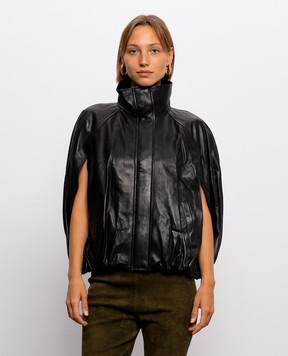Simkhai Jada black leather cape jacket 4266070LE