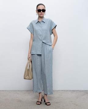 Peserico Blue linen shirt with lapels S0649802629