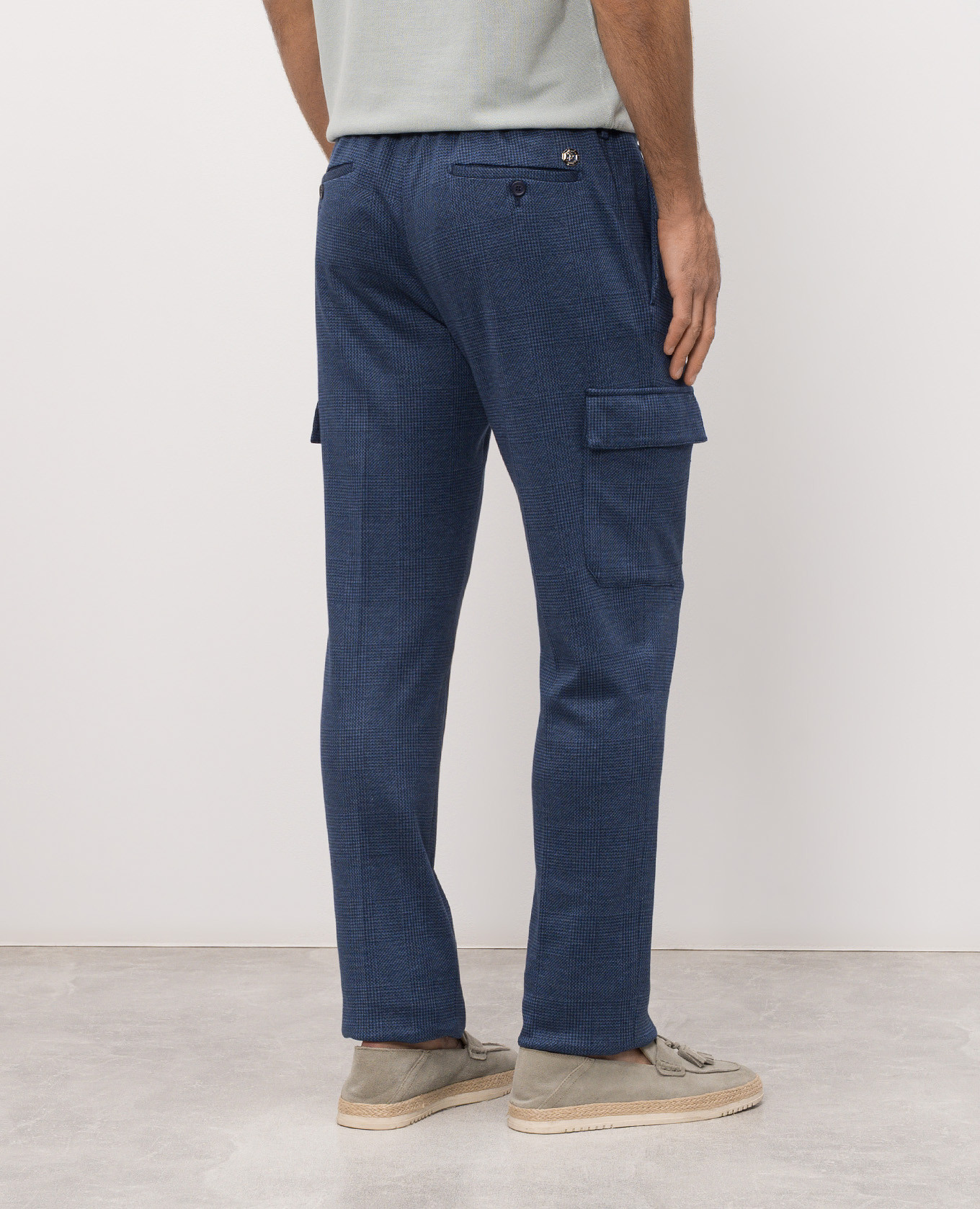 

Blue cargo pants with linen and silk Stefano Ricci