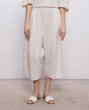 BOBOUTIC Ivory silk and linen culottes 5024
