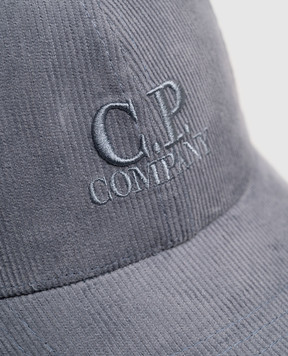 C.P. Company Children's blue corduroy cap with logo embroidery CSX005LVA08