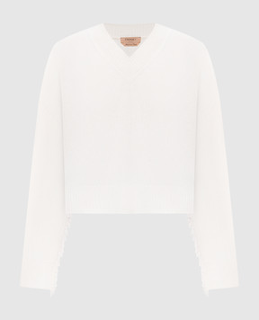 Twinset Ivory sweater with fringe 262TT3211