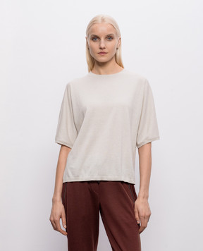 Brunello Cucinelli Beige cashmere and silk top with lurex M41835700P