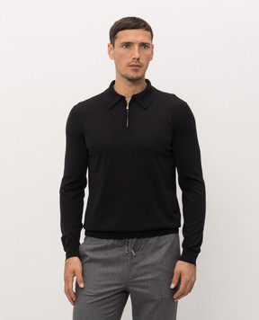 Castangia dal 1850 Black wool and silk polo shirt CS5304
