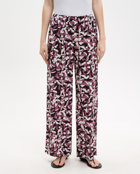 Asceno Pink printed silk pants B050F58C505