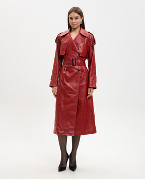 Babe Pay Pls Red leather trench coat 2409NATUREL