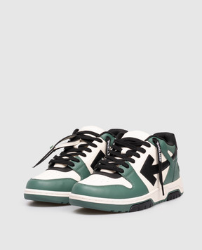 Off-White Out Of Office Green Leather Sneakers OMIA189F25LEA003