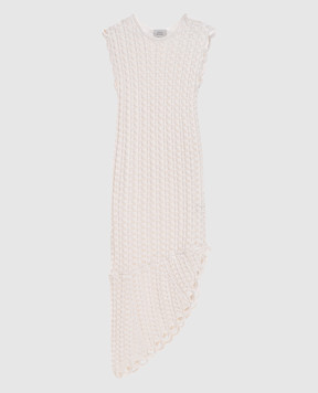 Loulou de Saison Knitted asymmetric dress Malena in ivory color MALENA