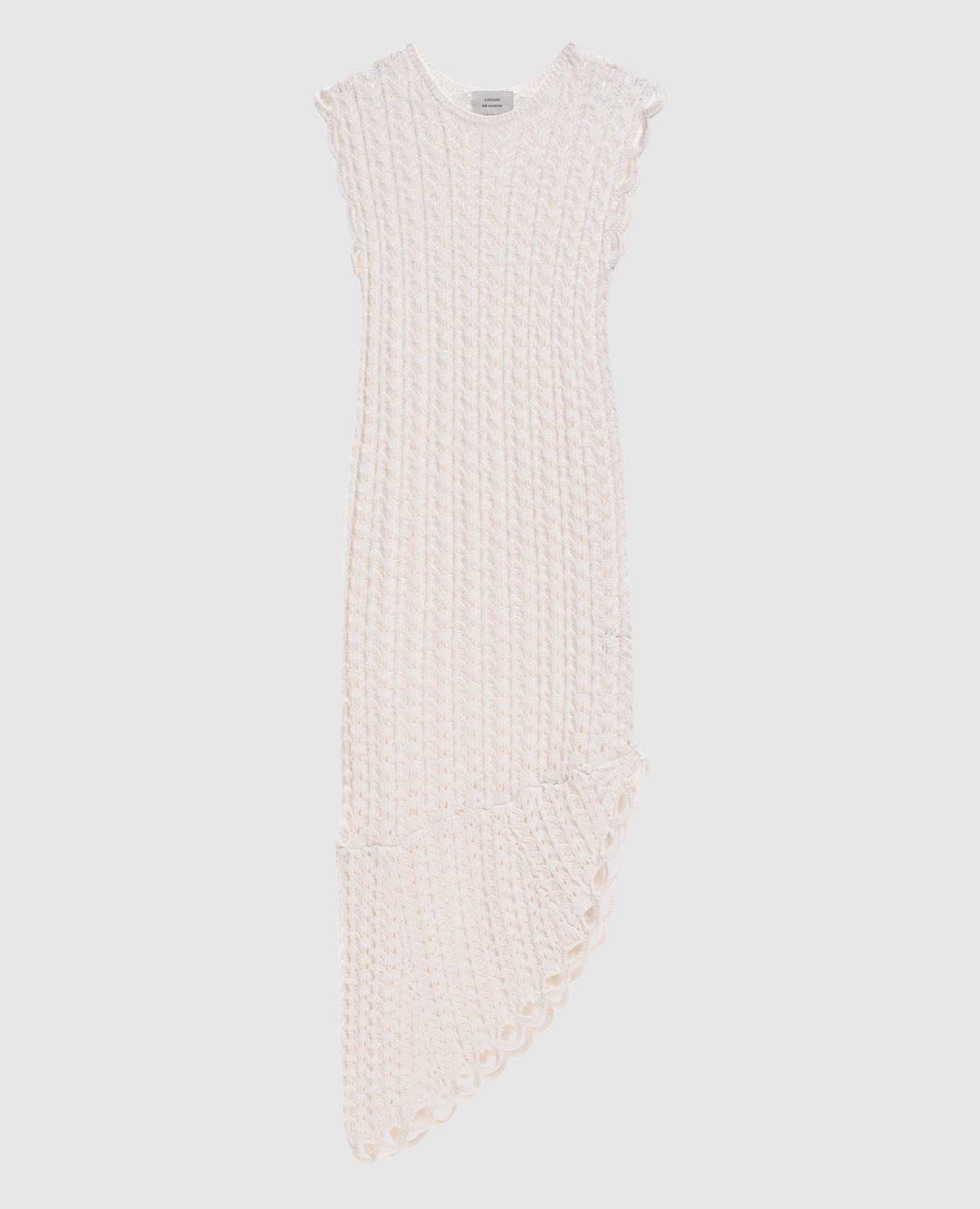 Knitted asymmetric dress Malena in ivory color