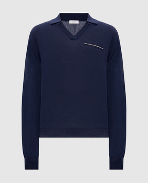 Peserico Blue wool pullover with chain A99062F18K09169