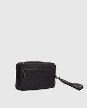 Stefano Ricci Black leather clutch with emblem PP365UMR
