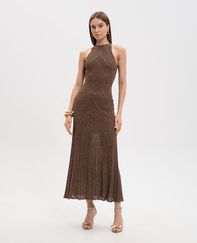 Twinset Brown linen dress with lurex 261TT3213