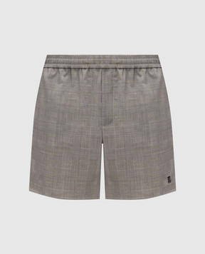 Balmain Grey Windsor Check Wool Shorts GH1PA145WD37