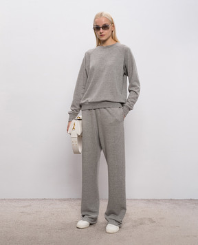 The Row Kohana grey melange cashmere pants 10850K628