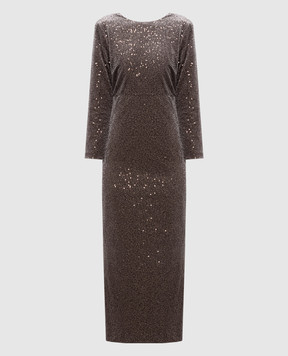 Peserico Gray velour midi dress with sequins E0274306645