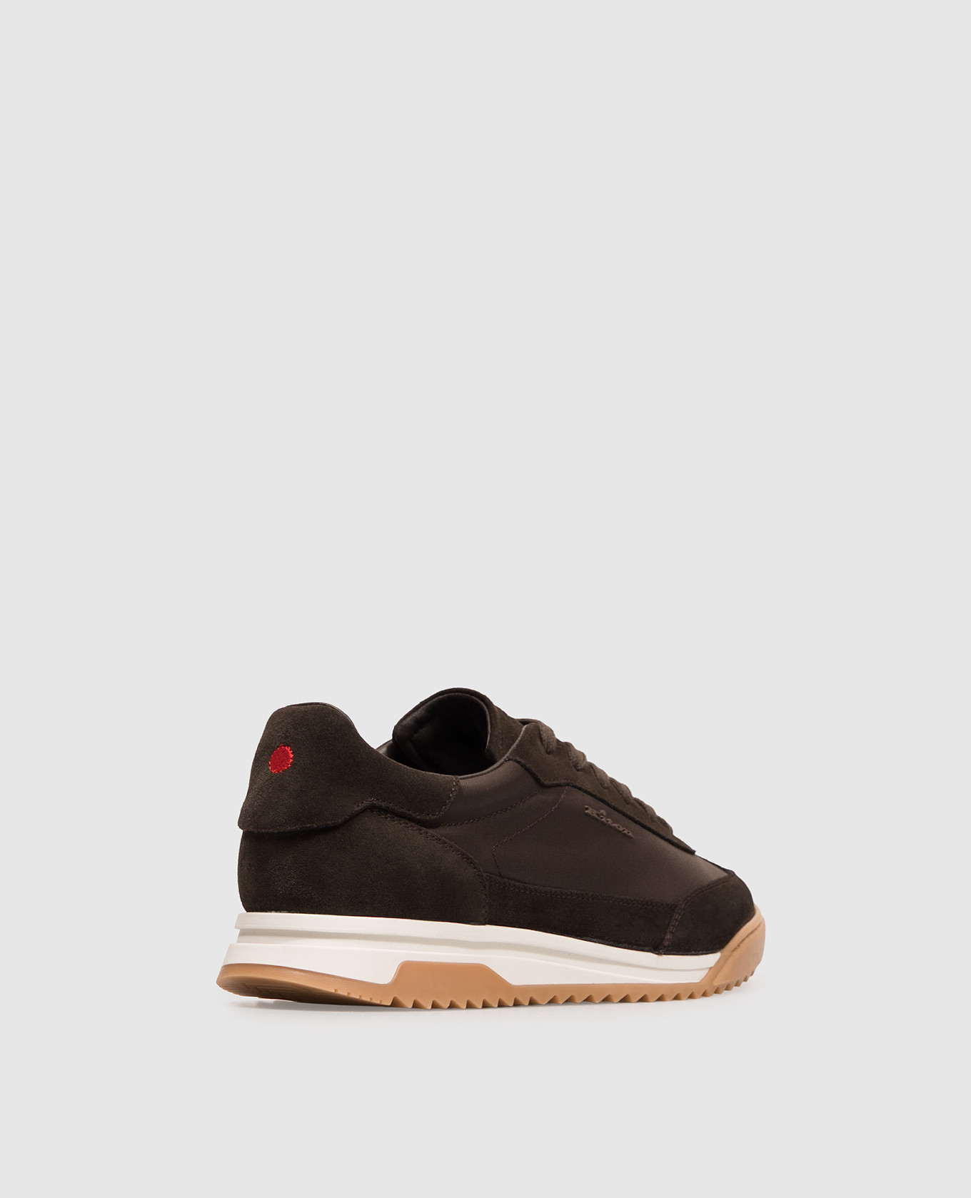 Brown logo-embossed combination sneakers Kiton 3