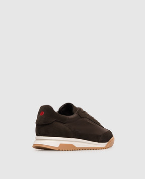 Kiton Brown logo-embossed combination sneakers USSA514N01532