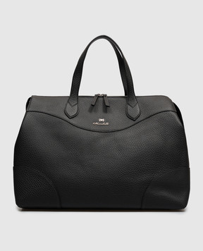 Enrico Mandelli Black leather travel bag GEORGE7213