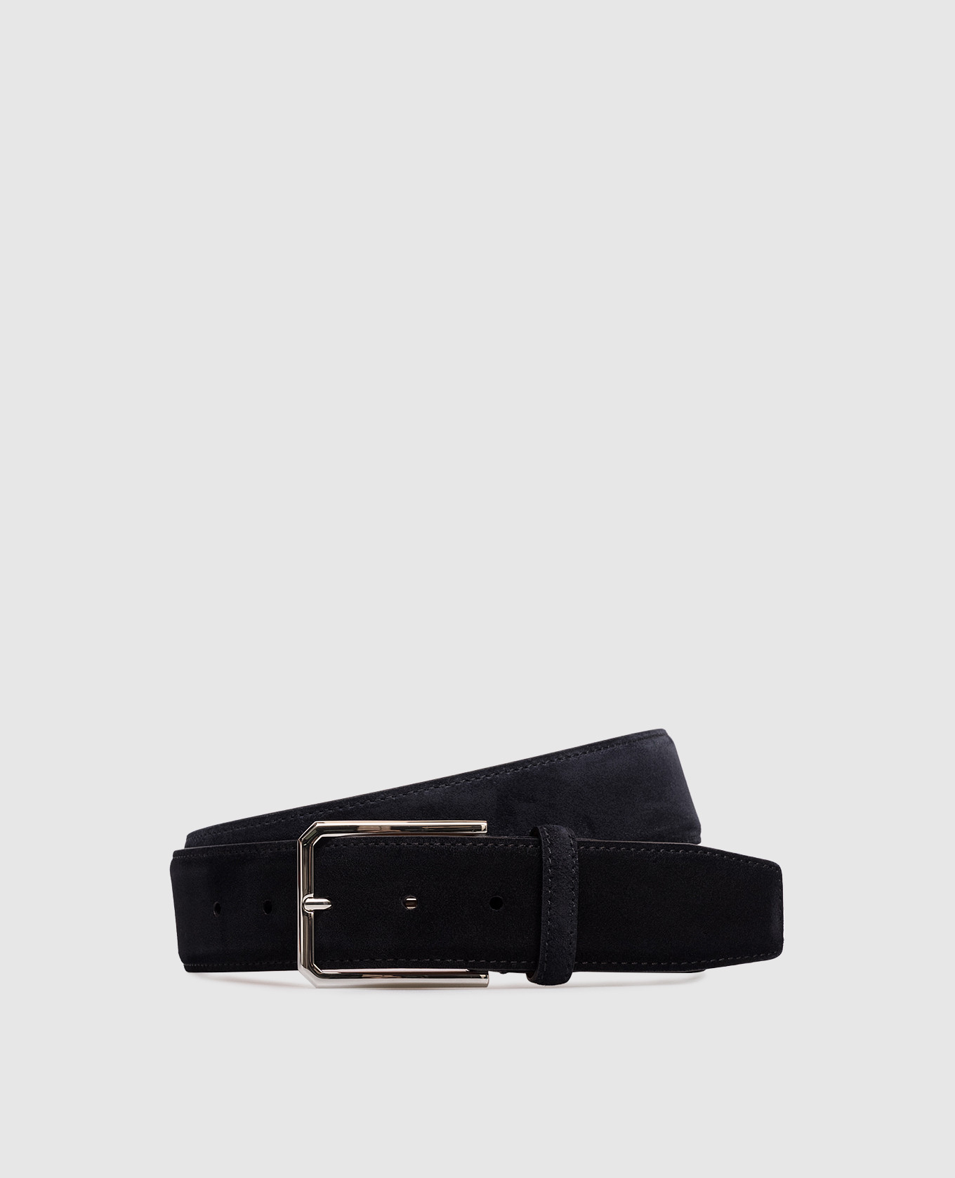 Blue suede belt with embossed logo