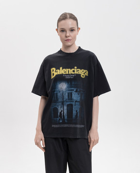 Balenciaga Black t-shirt with logo print 871733TUVO6