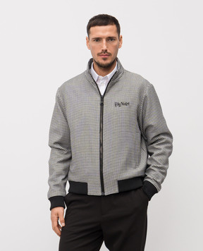 Balmain Black wool jacket with logo GH1TFB11VI56