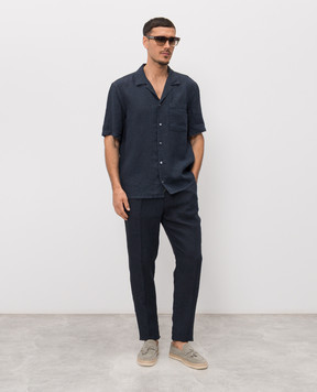 Peserico Blue linen pants R54274T00D02494