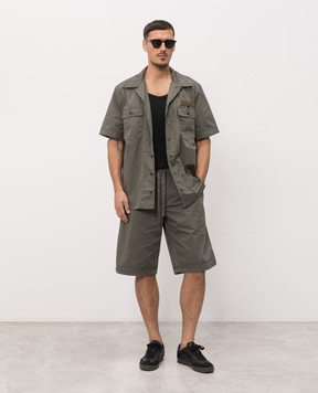 Dolce&Gabbana Khaki shorts with textured logo GP1F9TFU5YP