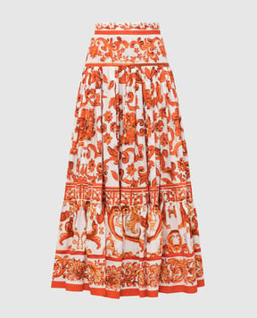 Dolce&Gabbana White maxi skirt with branded print F4CX0TGDDRL