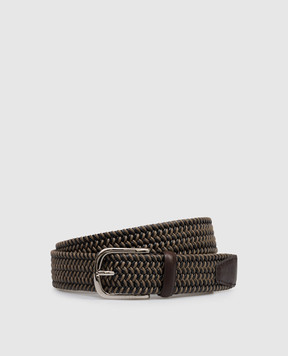 Orciani Brown combined braided belt Sea Elast U08163RAG