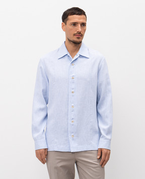 Brunello Cucinelli Blue shirt with hemp and linen MA6780618