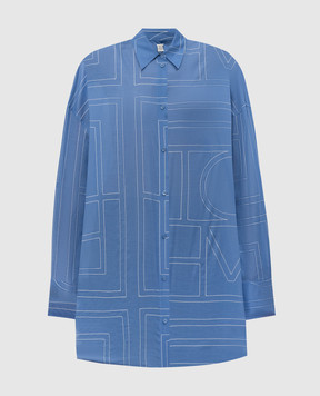 Toteme Blue long-sleeved shirt with monogram embroidery 253WRD0254FB0239