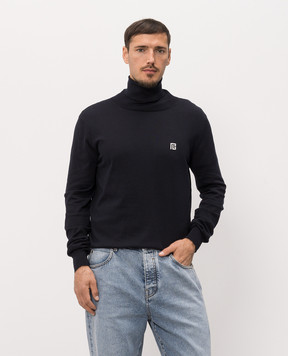 Balmain Blue silk golf with emblem HH1KH050KJ53