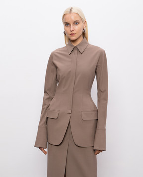 Thierry Mugler Brown shirt-style jacket with wool 26S1VE04831032
