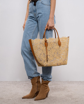 Ermanno Scervino Beige tote bag with embroidery D483S415PYV
