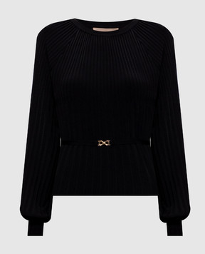 Twinset Black jumper with belt 262TT3451