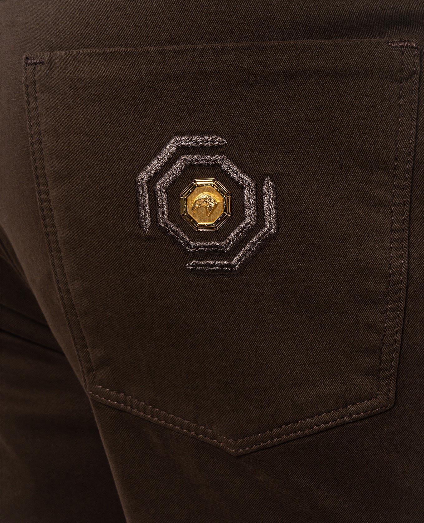 Brown pants with logo patch Stefano Ricci 5