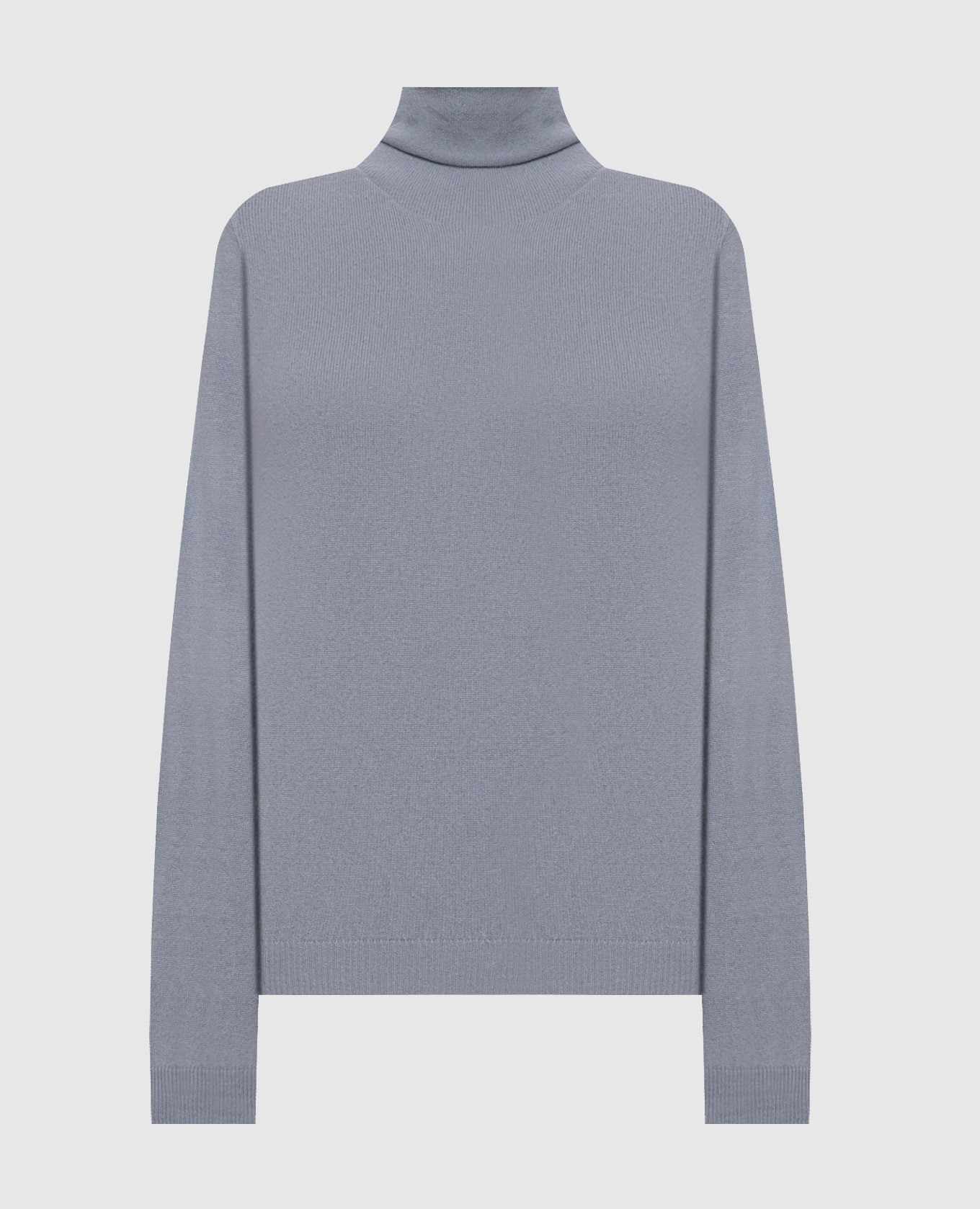 Blue wool, silk and cashmere turtleneck