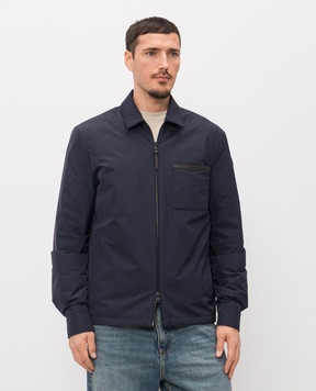 Moncler Blue down jacket with logo patch L10911G00014597Y3
