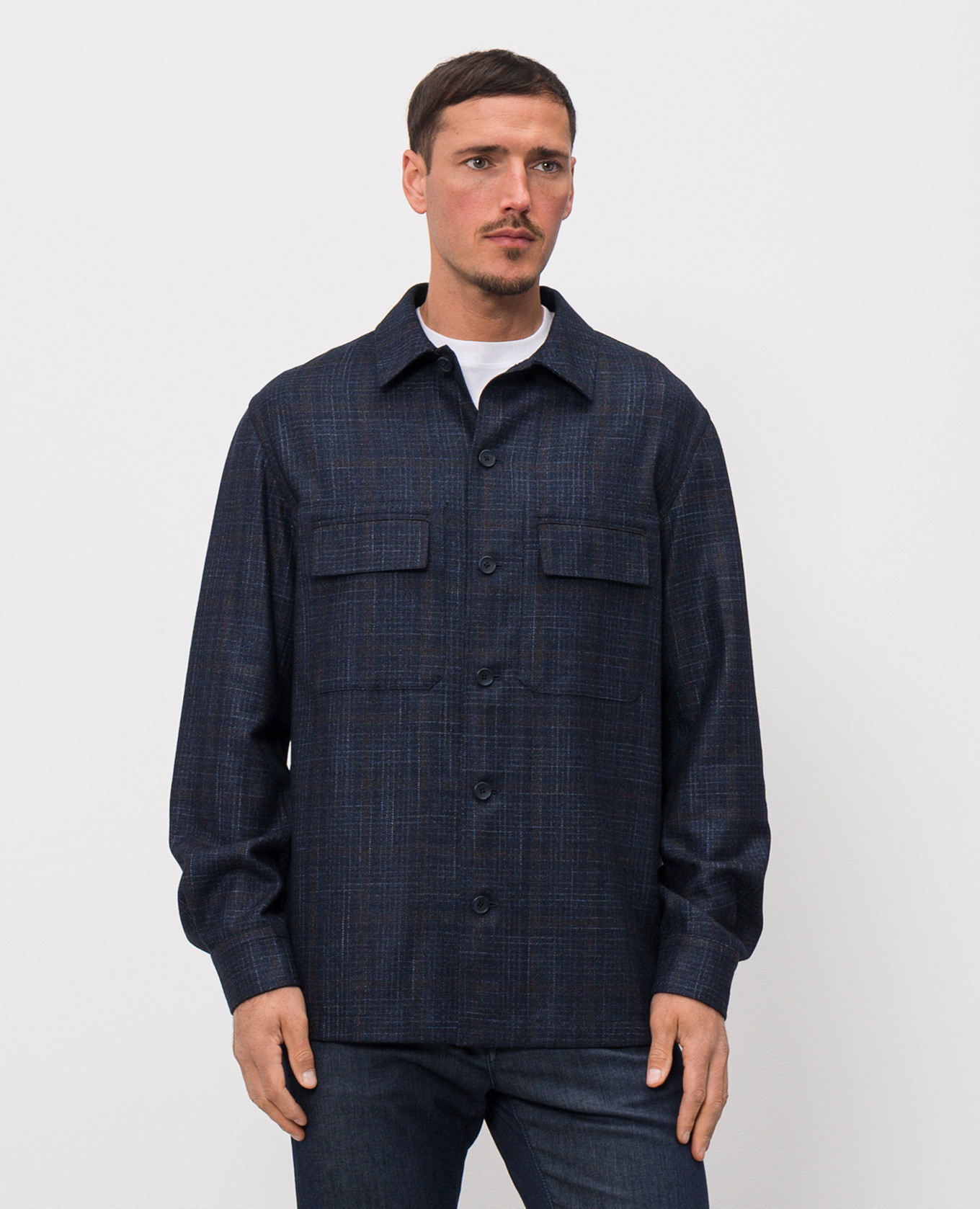 

Blue wool and silk shirt Castangia dal 1850