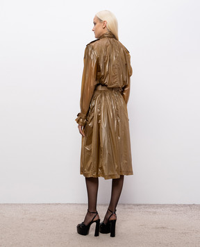 Saint Laurent Brown double-breasted Lavallière trench coat 873631Y7J14