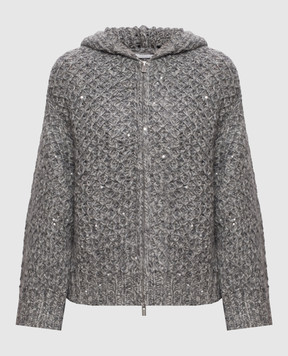 Peserico Gray alpaca wool cardigan A99848F0309243