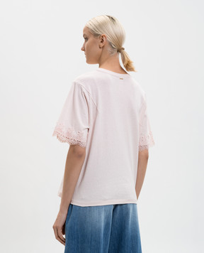 Twinset Pink T-shirt with lace 261TP2110